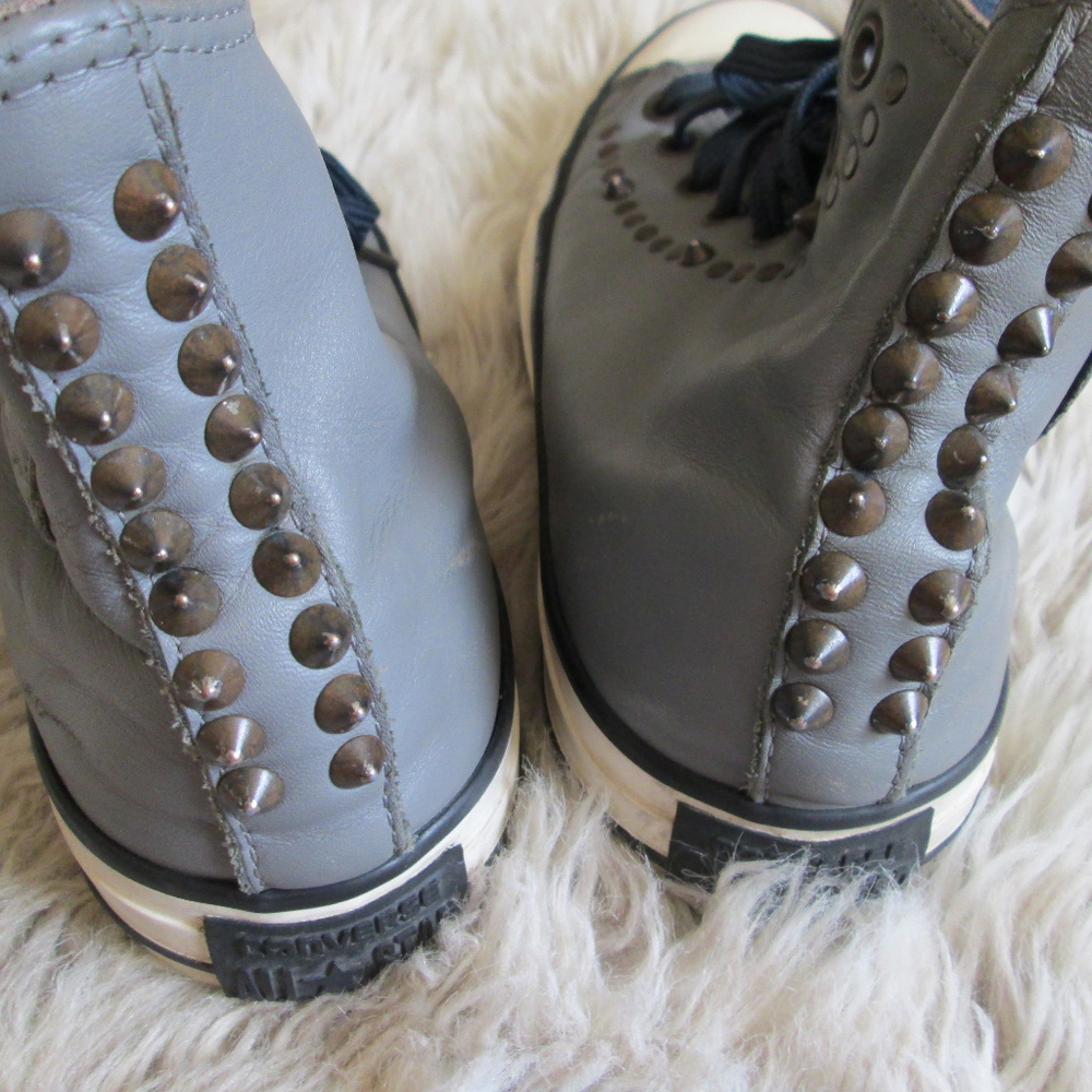 Unique Converse Gray Leather Stud Embellished Hig… - image 3